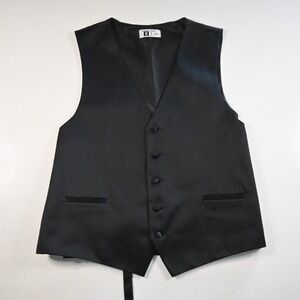 Vtg Marshall Stuart 90s 2XL XXL Black Mens Vest Tux Suit Waistcoat Wedding Prom
